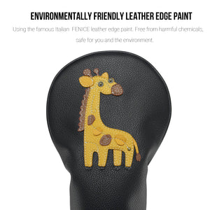 Giraffe PU Leather Golf Club Covers Driver Headcovers Fairway Woods Hybrid Protector with Interchangeable Number Tag - CHEZBABY GOLF COVER