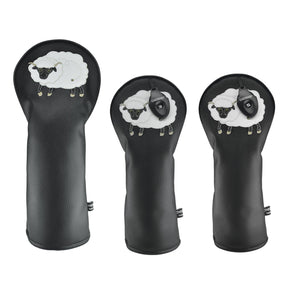 Sheep PU Leather Golf Club Covers Driver Headcovers Fairway Woods Hybrid Protector with Interchangeable Number Tag - CHEZBABY GOLF COVER