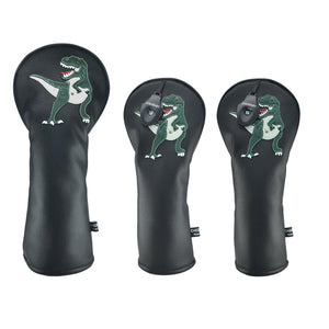 T Rex PU Leather Golf Club Covers Driver Headcovers Fairway Woods Hybrid Protector with Interchangeable Number Tag - CHEZBABY GOLF COVER