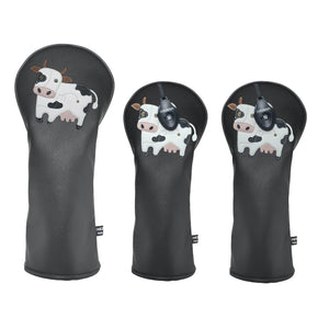Cow PU Leather Golf Club Covers Driver Headcovers Fairway Woods Hybrid Protector with Interchangeable Number Tag - CHEZBABY GOLF COVER