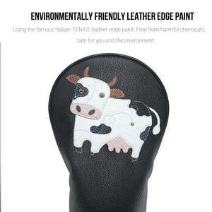 Cow PU Leather Golf Club Covers Driver Headcovers Fairway Woods Hybrid Protector with Interchangeable Number Tag - CHEZBABY GOLF COVER