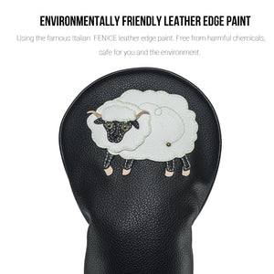 Sheep PU Leather Golf Club Covers Driver Headcovers Fairway Woods Hybrid Protector with Interchangeable Number Tag - CHEZBABY GOLF COVER