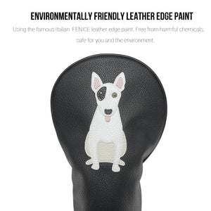 Bull Terrier PU Leather Golf Club Covers Driver Headcovers Fairway Woods Hybrid Protector with Interchangeable Number Tag - CHEZBABY GOLF COVER