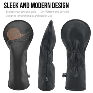 Snail PU Leather Golf Club Covers Driver Headcovers Fairway Woods Hybrid Protector with Interchangeable Number Tag - CHEZBABY GOLF COVER