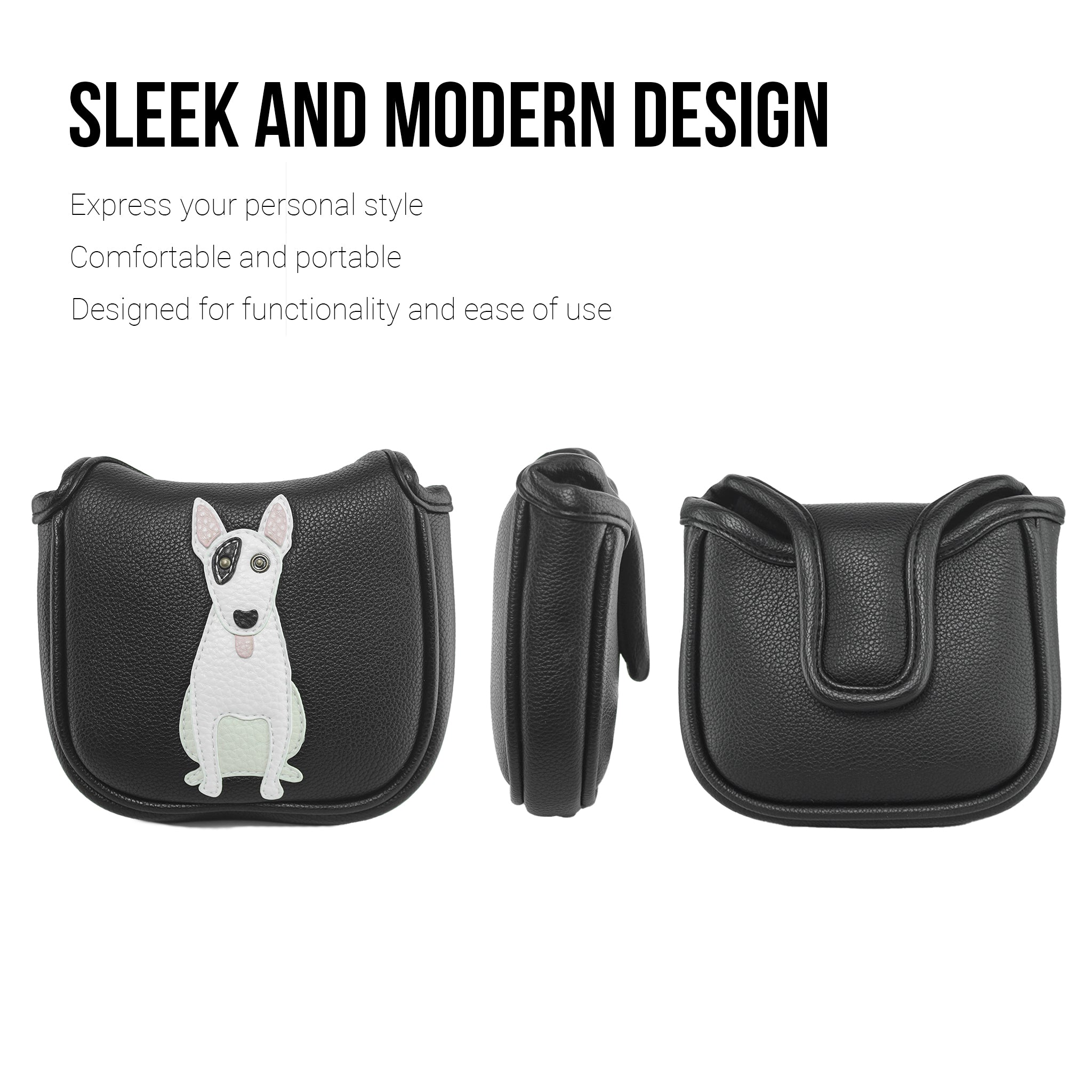 Bull Terrier PU Leather Golf Club Covers Square Large Mallet Putter Headcovers Protector - CHEZBABY GOLF COVER