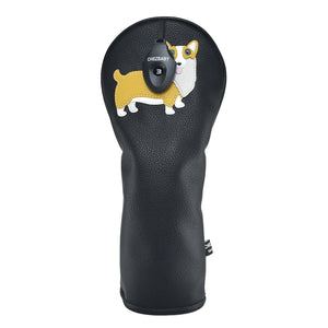 Corgi PU Leather Golf Club Covers Driver Headcovers Fairway Woods Hybrid Protector with Interchangeable Number Tag - CHEZBABY GOLF COVER
