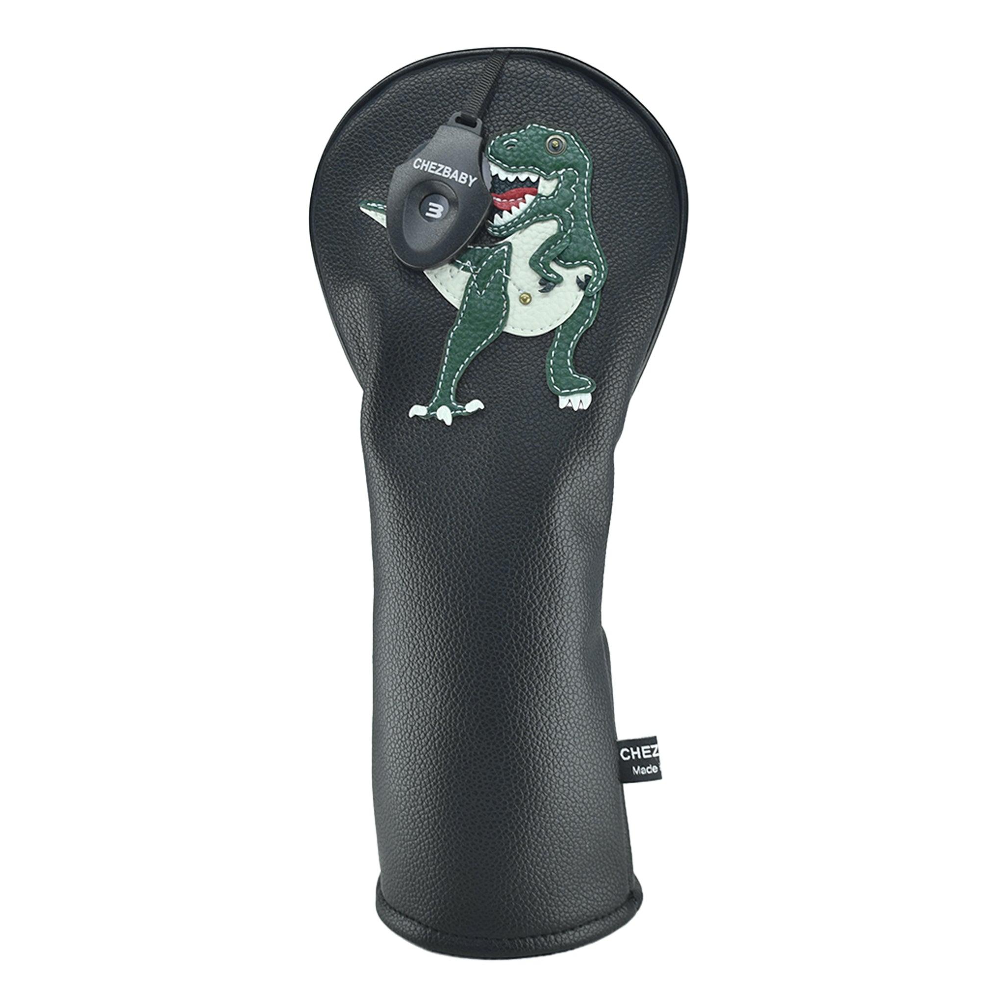 T Rex PU Leather Golf Club Covers Driver Headcovers Fairway Woods Hybrid Protector with Interchangeable Number Tag - CHEZBABY GOLF COVER