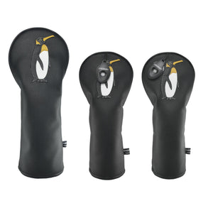 Penguin PU Leather Golf Club Covers Driver Headcovers Fairway Woods Hybrid Protector with Interchangeable Number Tag - CHEZBABY GOLF COVER