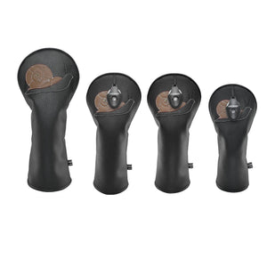Snail PU Leather Golf Club Covers Driver Headcovers Fairway Woods Hybrid Protector with Interchangeable Number Tag - CHEZBABY GOLF COVER