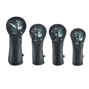 T Rex PU Leather Golf Club Covers Driver Headcovers Fairway Woods Hybrid Protector with Interchangeable Number Tag - CHEZBABY GOLF COVER