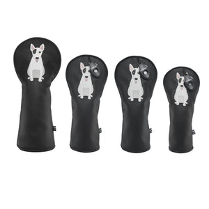 Bull Terrier PU Leather Golf Club Covers Driver Headcovers Fairway Woods Hybrid Protector with Interchangeable Number Tag - CHEZBABY GOLF COVER