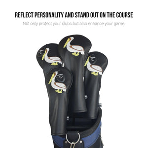 Pelican PU Leather Golf Club Covers Driver Headcovers Fairway Woods Hybrid Protector with Interchangeable Number Tag - CHEZBABY GOLF COVER
