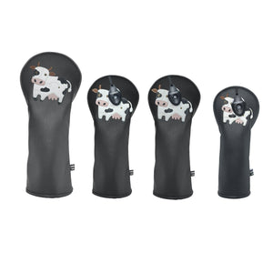 Cow PU Leather Golf Club Covers Driver Headcovers Fairway Woods Hybrid Protector with Interchangeable Number Tag - CHEZBABY GOLF COVER