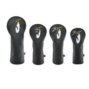 Penguin PU Leather Golf Club Covers Driver Headcovers Fairway Woods Hybrid Protector with Interchangeable Number Tag - CHEZBABY GOLF COVER