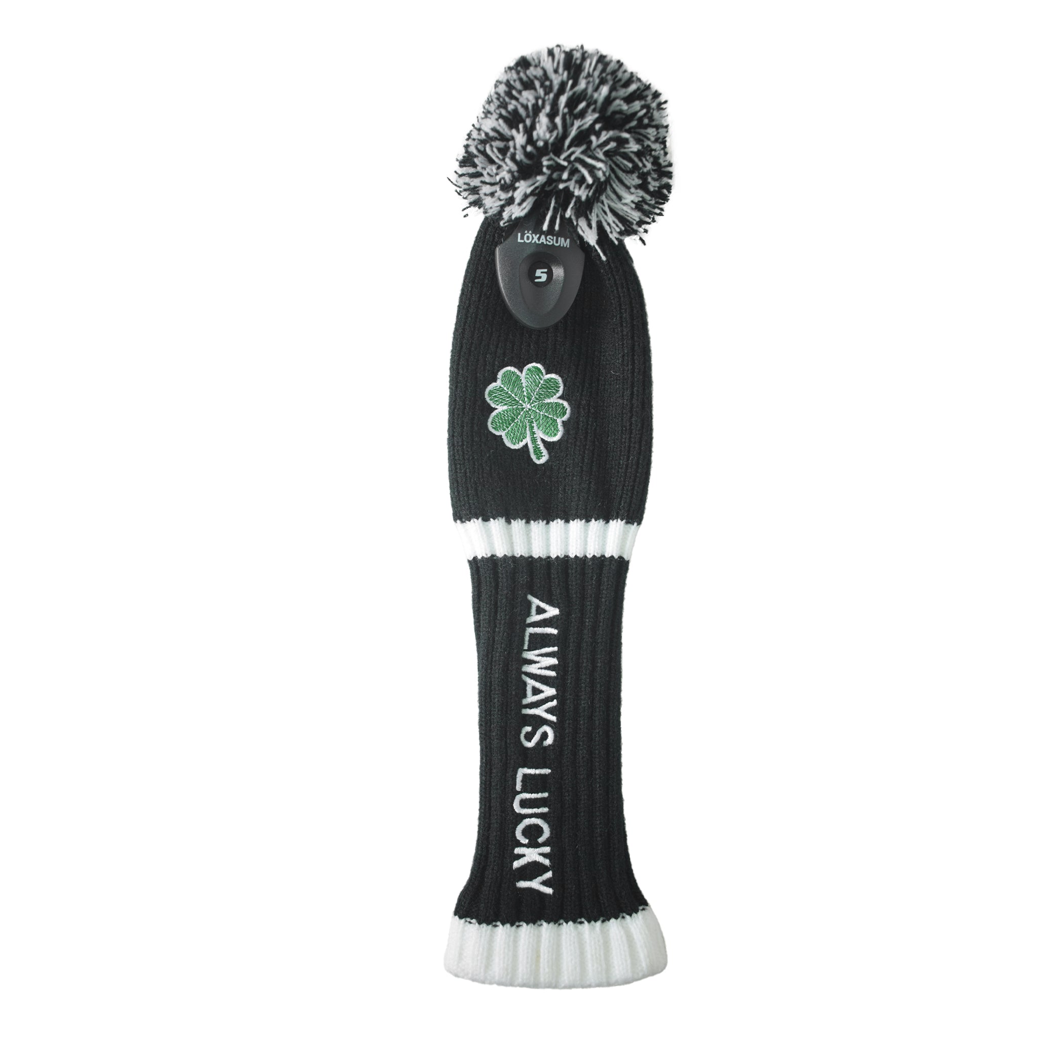 Original Clover Golf Club Head Covers Set 135 UT Driver Wood Fairway Hybrids Sock Knit St. Patricks Day Gift Embroidered Always Lucky 460cc POM POM - CHEZBABY GOLF COVER