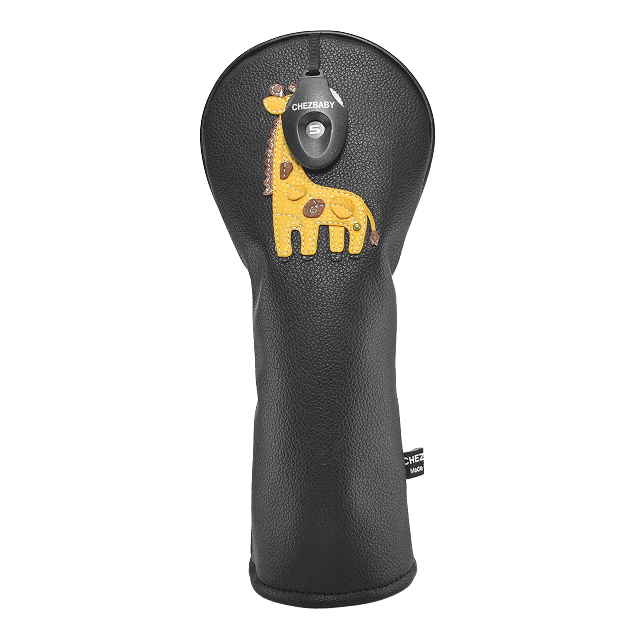Giraffe PU Leather Golf Club Covers Driver Headcovers Fairway Woods Hybrid Protector with Interchangeable Number Tag - CHEZBABY GOLF COVER