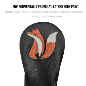 Fox PU Leather Golf Club Covers Driver Headcovers Fairway Woods Hybrid Protector with Interchangeable Number Tag - CHEZBABY GOLF COVER