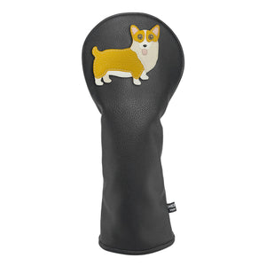 Corgi PU Leather Golf Club Covers Driver Headcovers Fairway Woods Hybrid Protector with Interchangeable Number Tag - CHEZBABY GOLF COVER