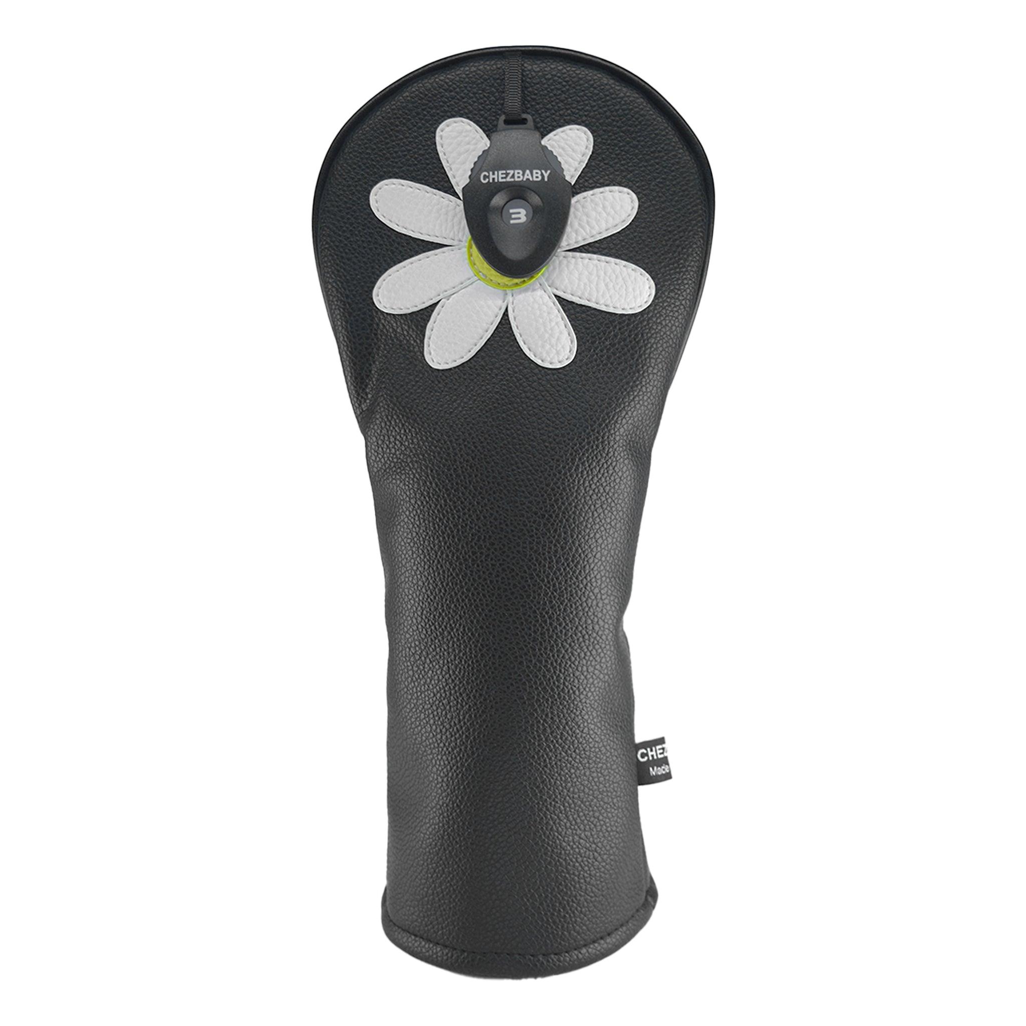 Daisy PU Leather Golf Club Covers Driver Headcovers Fairway Woods Hybrid Protector with Interchangeable Number Tag - CHEZBABY GOLF COVER