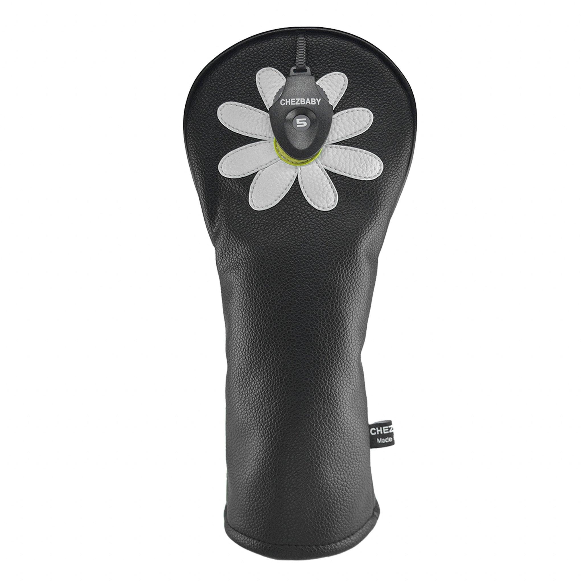 Daisy PU Leather Golf Club Covers Driver Headcovers Fairway Woods Hybrid Protector with Interchangeable Number Tag - CHEZBABY GOLF COVER