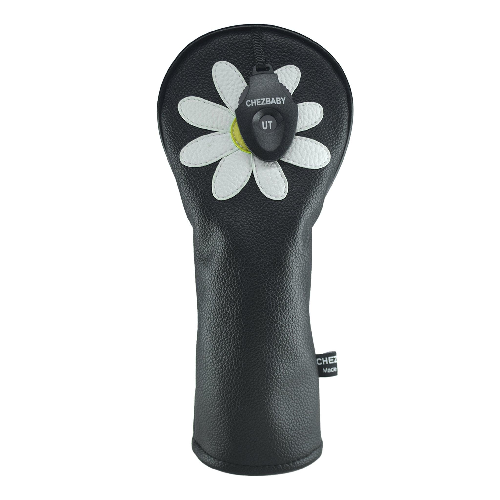 Daisy PU Leather Golf Club Covers Driver Headcovers Fairway Woods Hybrid Protector with Interchangeable Number Tag - CHEZBABY GOLF COVER