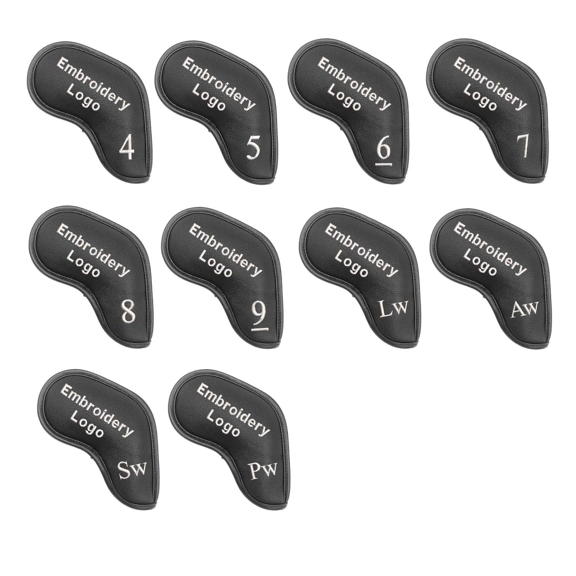 Custom Embroidered Golf Iron Covers Personalized Text Logo 10 PCS Headcover Set