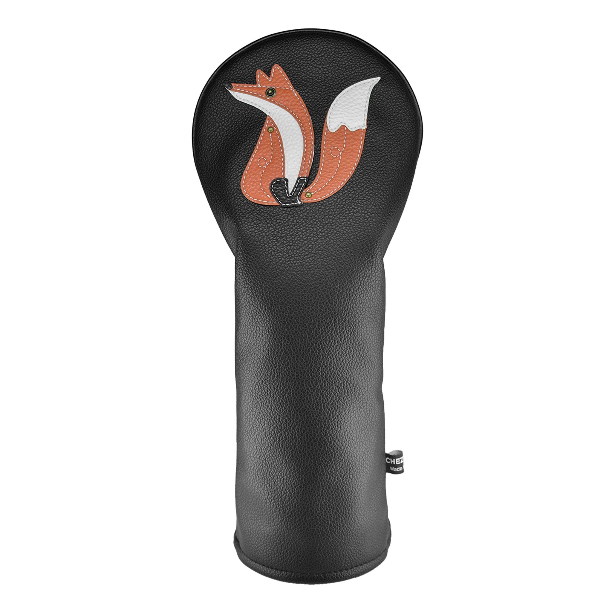 Fox PU Leather Golf Club Covers Driver Headcovers Fairway Woods Hybrid Protector with Interchangeable Number Tag - CHEZBABY GOLF COVER