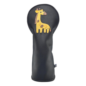Giraffe PU Leather Golf Club Covers Driver Headcovers Fairway Woods Hybrid Protector with Interchangeable Number Tag - CHEZBABY GOLF COVER
