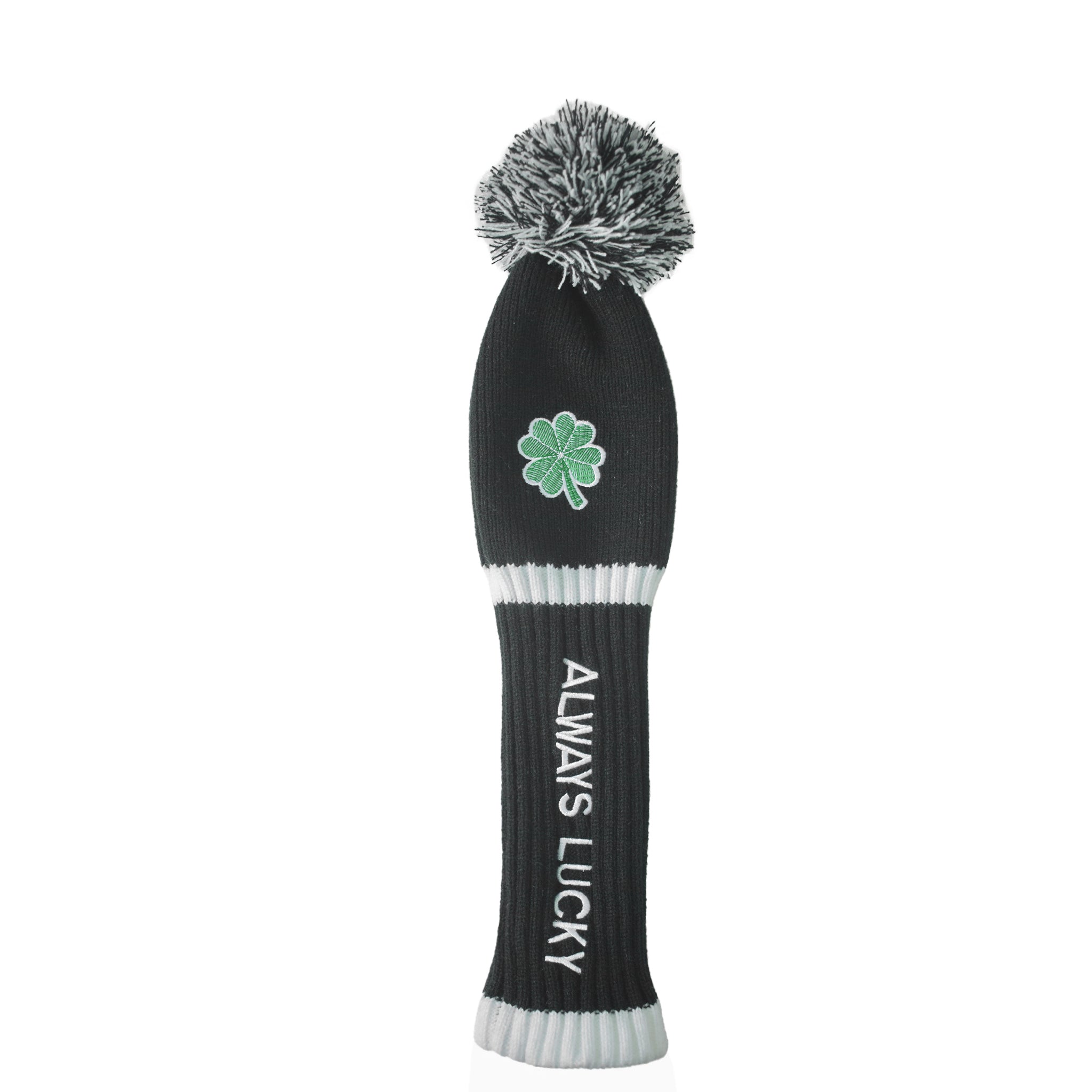 Original Clover Golf Club Head Covers Set 135 UT Driver Wood Fairway Hybrids Sock Knit St. Patricks Day Gift Embroidered Always Lucky 460cc POM POM - CHEZBABY GOLF COVER