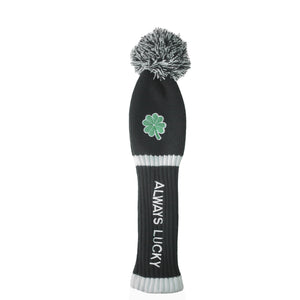 Original Clover Golf Club Head Covers Set 135 UT Driver Wood Fairway Hybrids Sock Knit St. Patricks Day Gift Embroidered Always Lucky 460cc POM POM - CHEZBABY GOLF COVER