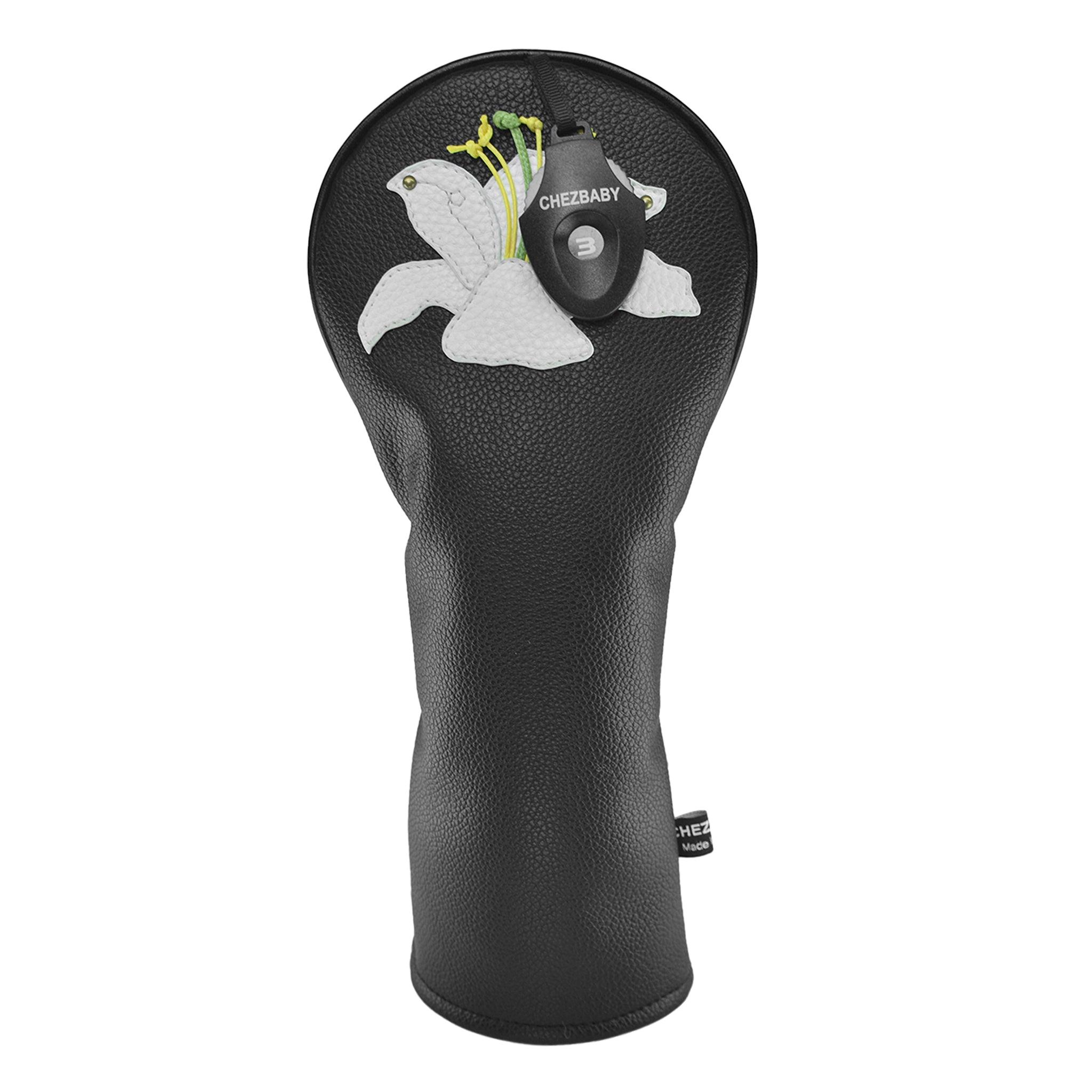 Lily PU Leather Golf Club Covers Driver Headcovers Fairway Woods Hybrid Protector with Interchangeable Number Tag - CHEZBABY GOLF COVER