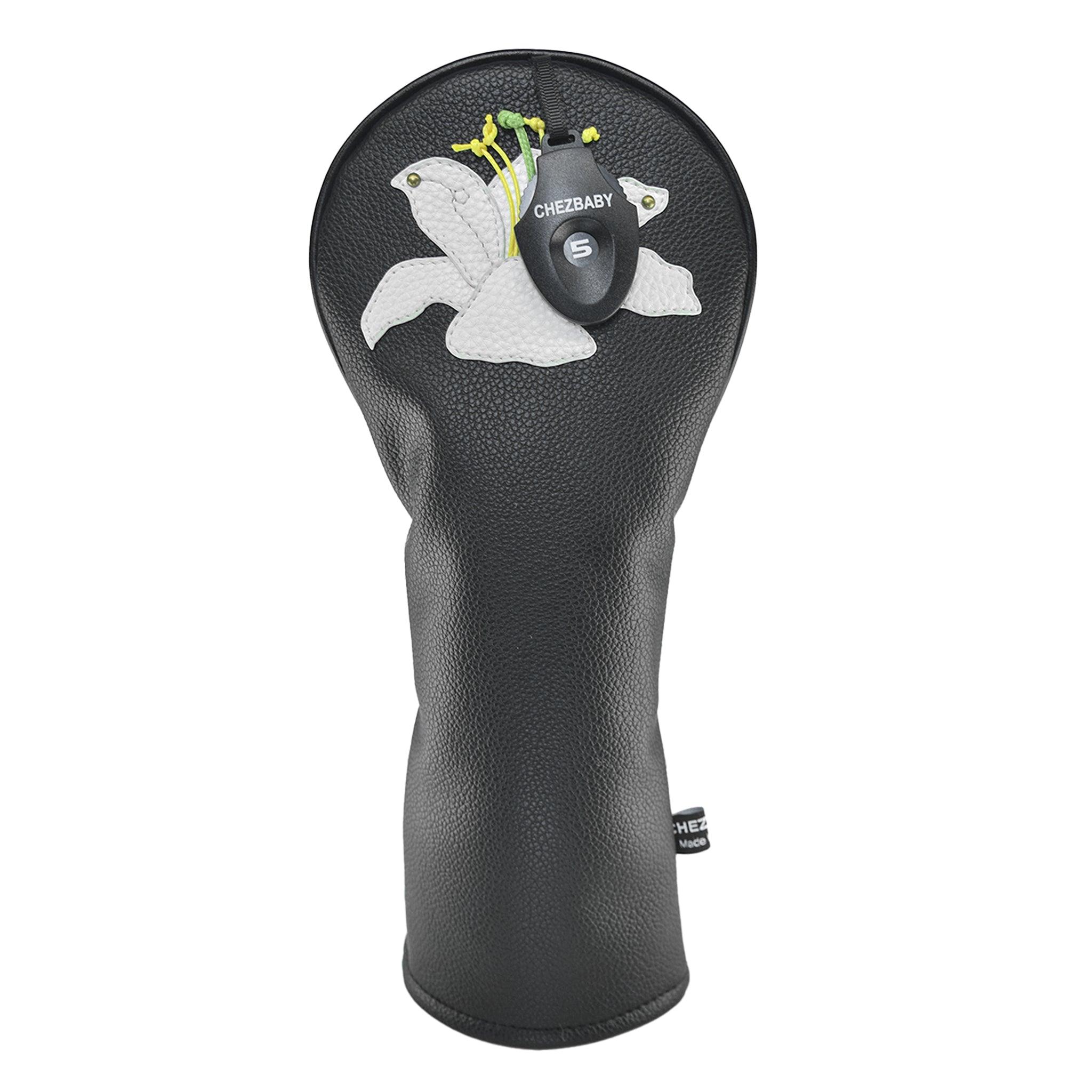 Lily PU Leather Golf Club Covers Driver Headcovers Fairway Woods Hybrid Protector with Interchangeable Number Tag - CHEZBABY GOLF COVER