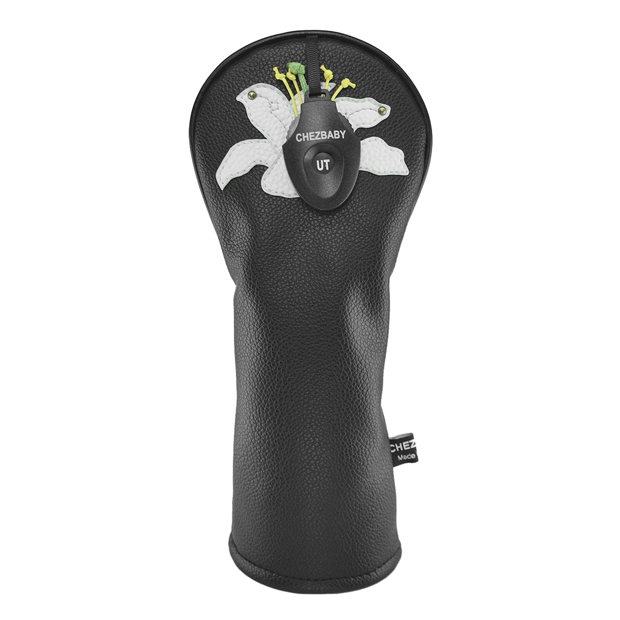 Lily PU Leather Golf Club Covers Driver Headcovers Fairway Woods Hybrid Protector with Interchangeable Number Tag - CHEZBABY GOLF COVER