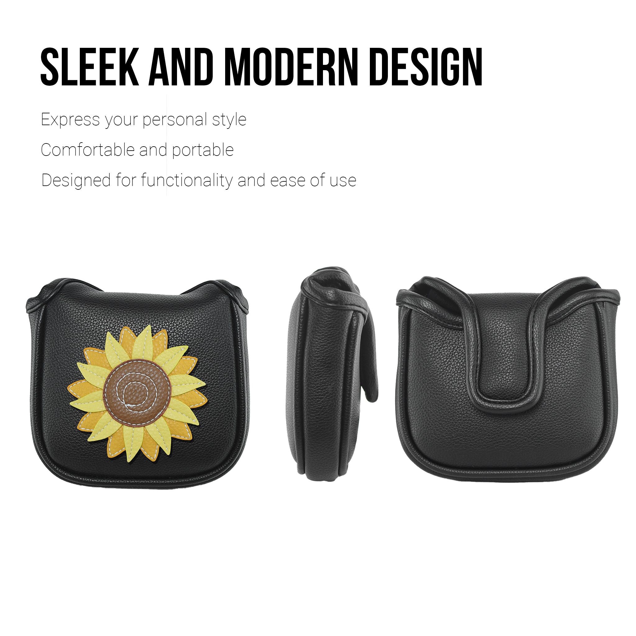 Sunflower PU Leather Golf Club Covers Square Large Mallet Putter Headcovers Protector - CHEZBABY GOLF COVER