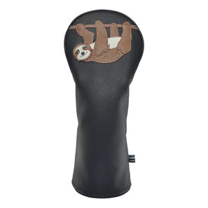 Sloth PU Leather Golf Club Covers Driver Headcovers Fairway Woods Hybrid Protector with Interchangeable Number Tag - CHEZBABY GOLF COVER