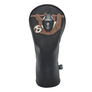 Sloth PU Leather Golf Club Covers Driver Headcovers Fairway Woods Hybrid Protector with Interchangeable Number Tag - CHEZBABY GOLF COVER