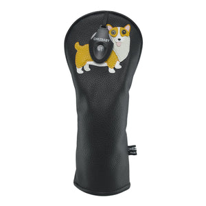 Corgi PU Leather Golf Club Covers Driver Headcovers Fairway Woods Hybrid Protector with Interchangeable Number Tag - CHEZBABY GOLF COVER