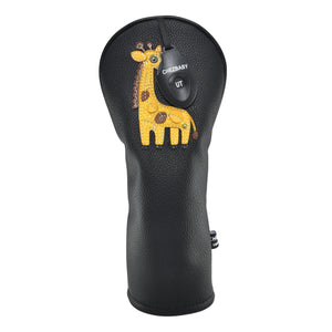 Giraffe PU Leather Golf Club Covers Driver Headcovers Fairway Woods Hybrid Protector with Interchangeable Number Tag - CHEZBABY GOLF COVER