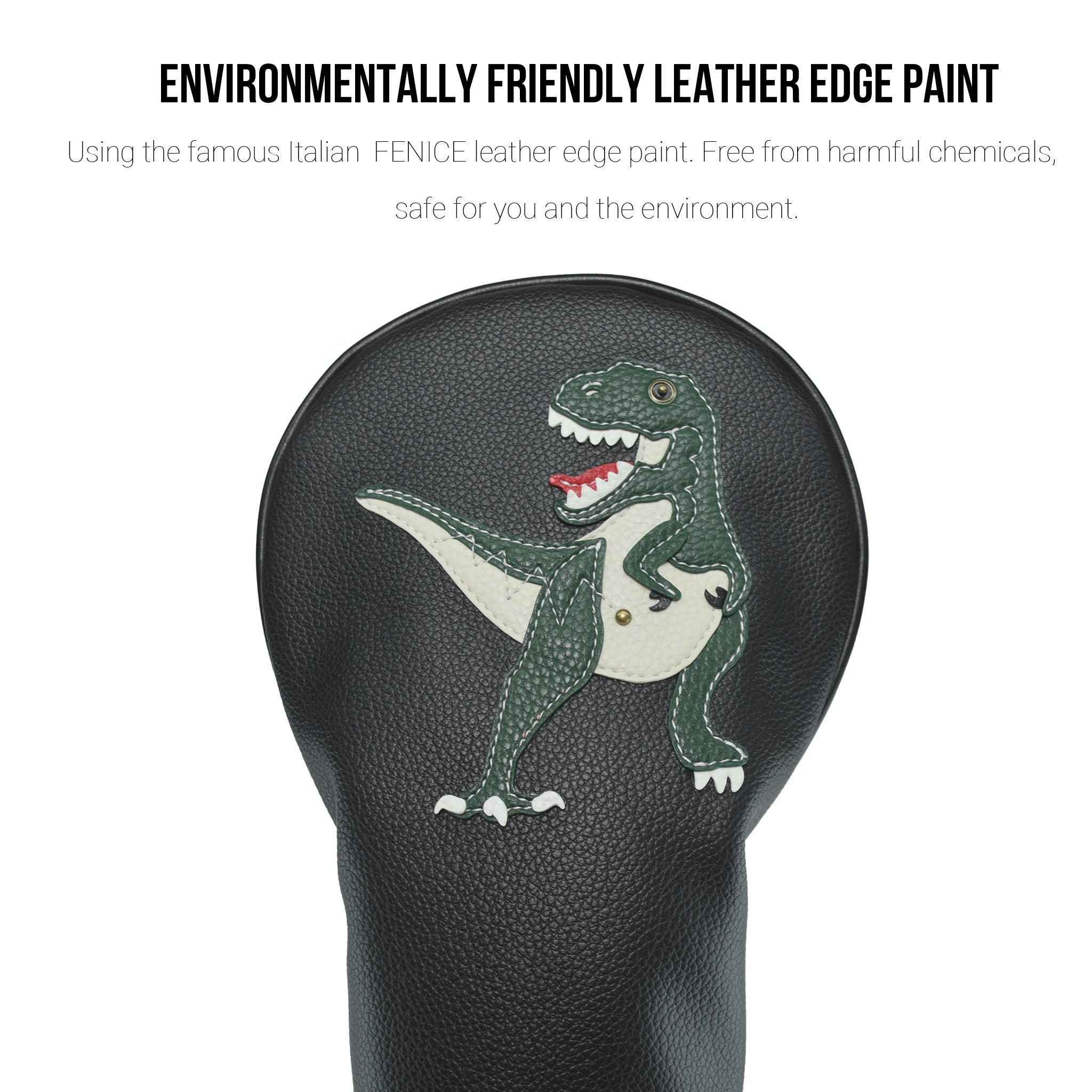 T Rex PU Leather Golf Club Covers Driver Headcovers Fairway Woods Hybrid Protector with Interchangeable Number Tag - CHEZBABY GOLF COVER