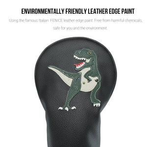 T Rex PU Leather Golf Club Covers Driver Headcovers Fairway Woods Hybrid Protector with Interchangeable Number Tag - CHEZBABY GOLF COVER