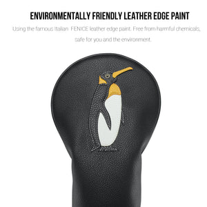 Penguin PU Leather Golf Club Covers Driver Headcovers Fairway Woods Hybrid Protector with Interchangeable Number Tag - CHEZBABY GOLF COVER
