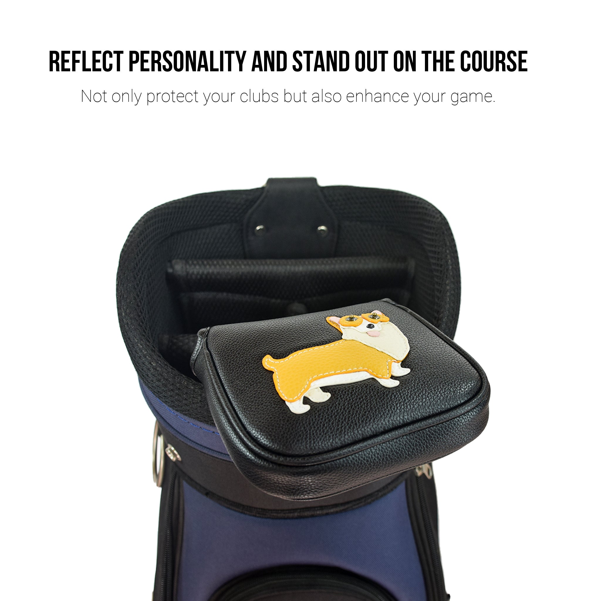 Corgi PU Leather Golf Club Covers Square Large Mallet Putter Headcovers Protector - CHEZBABY GOLF COVER
