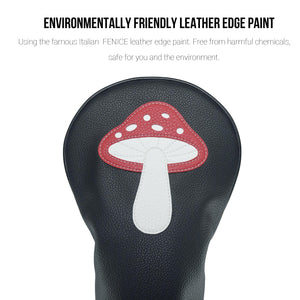 Mushroom PU Leather Golf Club Covers Driver Headcovers Fairway Woods Hybrid Protector with Interchangeable Number Tag - CHEZBABY GOLF COVER