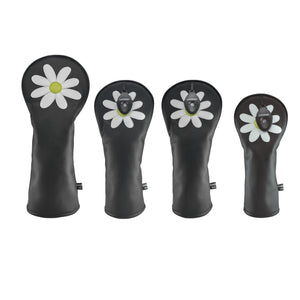Daisy PU Leather Golf Club Covers Driver Headcovers Fairway Woods Hybrid Protector with Interchangeable Number Tag - CHEZBABY GOLF COVER
