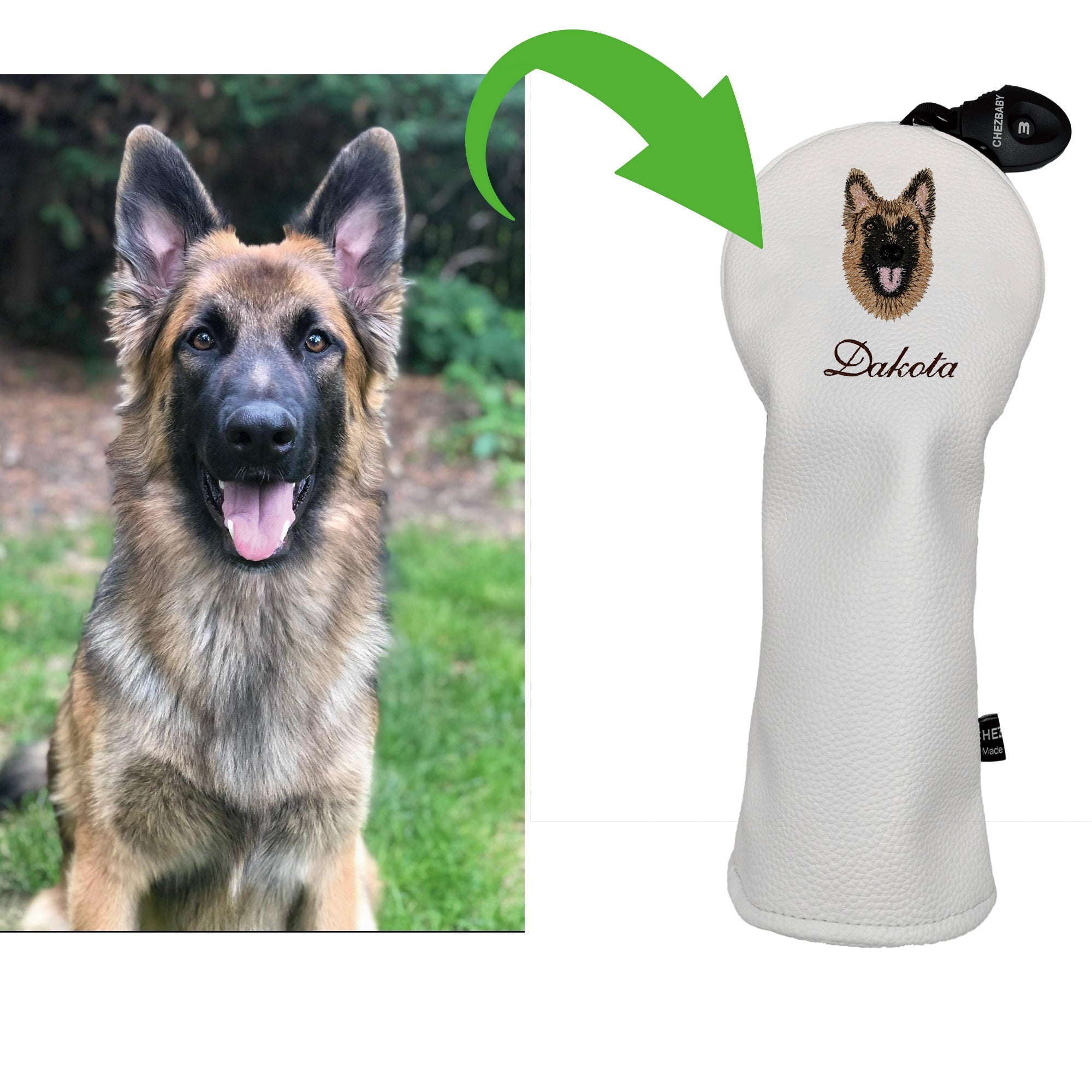 How We Turned a Beloved Pet Photo Into a Custom Embroidered Golf Club Cover