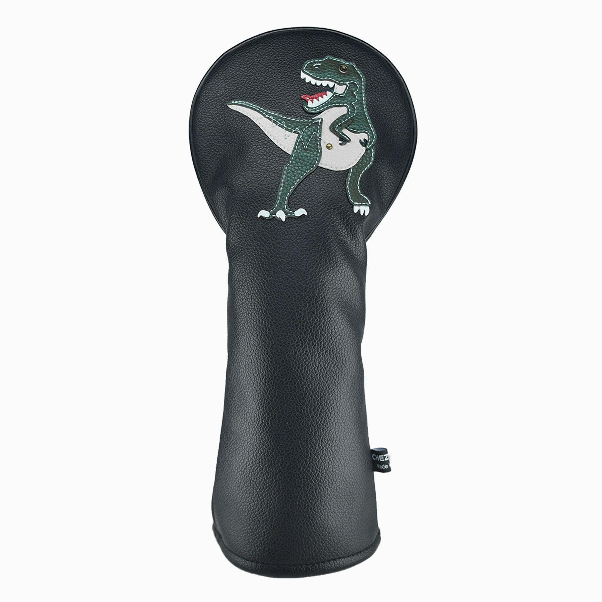 T Rex PU Leather Golf Club Covers Driver Headcovers Fairway Woods Hybrid Protector with Interchangeable Number Tag - CHEZBABY GOLF COVER