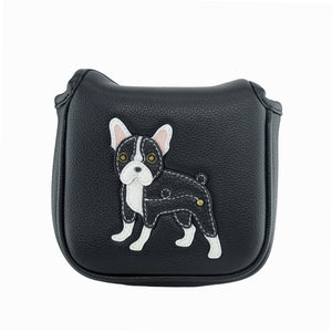 Black French Bulldog PU Leather Golf Club Covers Square Large Mallet Putter Headcovers Protector - CHEZBABY GOLF COVER